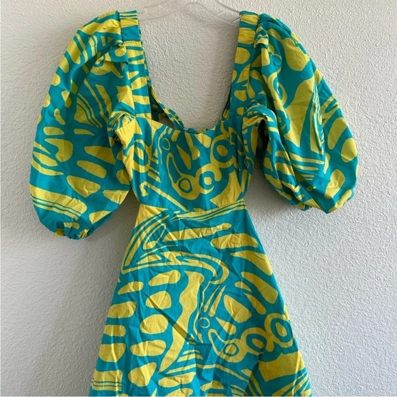 Alexis Bodhi Puff Sleeve Mini Dress Blue Yellow - Picture 6 of 10